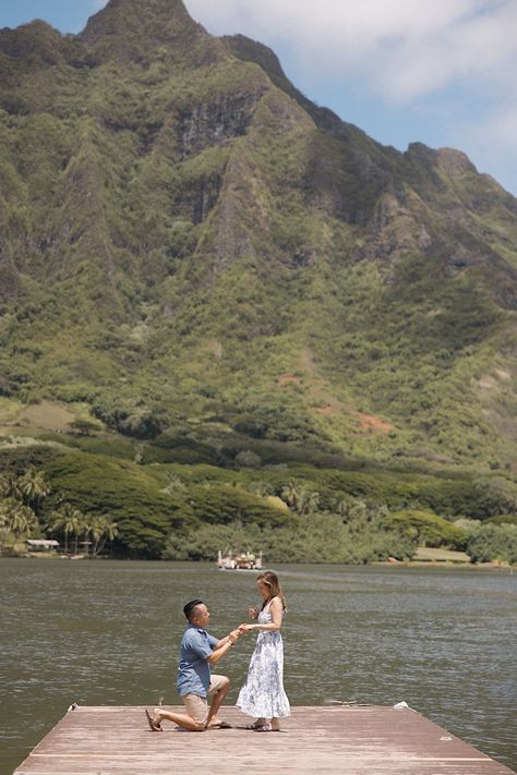 Kualoa Ranch Secret Island Dock Surprise Proposal Hawaii Proposal, Secret Island, Big Island Wedding, Kualoa Ranch, Hawaii Destination Wedding, Maui Weddings, Surprise Proposal, Hawaiian Islands, Planning Process