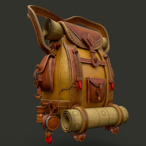 ArtStation - Stylized Bag Fantasy Bag Concept Art, Bag Concept Art, Riya Pandey, Fantasy Tavern, Character Props, Props Concept, Cartoon Bag, Fantasy Props, Game Props