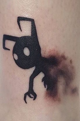 Adorable Shadow Heartless Tattoo, Kingdom Hearts Heartless Tattoo, Tattoo Ideas For Gamers, Tattoo Ideas Creepy, Shadow Tattoo Ideas, Gamer Tattoo Ideas, Kh Tattoo, Nerd Tattoo Ideas, Creepy Cute Tattoo