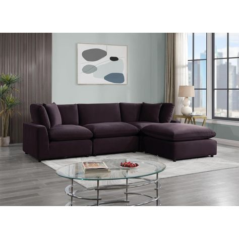 Zane Plum Velvet Modular Sectional is a stylish addition to any living space. Its modular design allows for an array of seating configurations, giving you the freedom to customize your space. Plum Velvet, Modern Sectional Sofa, Kids Loft Beds, Room Divider Walls, Apartment Goals, Kids Mattress, Counter Height Chairs, Modern Sofa Sectional, Kids Bedroom Sets