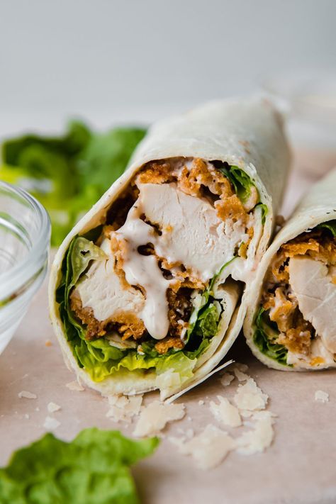 Chicken Bacon Ceaser Wrap, Fried Chicken Caesar Wrap, Parmesan Crusted Chicken Caesar Wrap, Crispy Chicken Ceaser Wraps, Chicken Cesear Salad Wraps, Breaded Chicken Wraps, Chicken Tender Wraps, Crunchy Chicken Tenders, Yummy Wraps