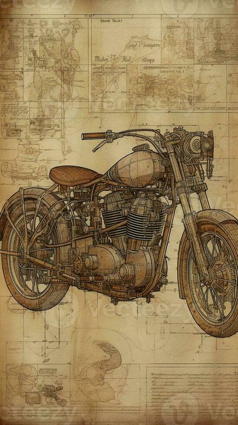 arafed drawing of a motorcycle on a map of the world. generative ai. Vintage Motorcycle Art Design, Motorcycle Art Drawing, Motorbike Illustration, Vintage Motorcycle Art, World Map Photo, Pirate Ship Art, Motorbike Art, Blueprint Drawing, Motorcycle Artwork