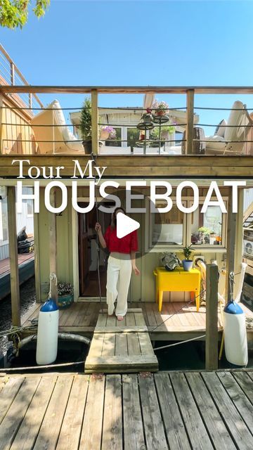 My Little Houseboat on Instagram: "And now the video you’ve all been asking for - a full tour of my houseboat!   Step aboard my 625 square foot floating tiny home in Toronto and look around. I’ve made some changes lately - so it’s looking a bit different!   Let me know what you think, or if you have any great ideas for improving my space.   As always - thanks for joining me on my houseboat journey!   #houseboat #tinyhome #toronto" Tiny Boat House, Canal Boat House, Houseboat Decorating Ideas, Small Houseboat Interiors, Houseboat Storage, Floating Homes Houseboats, Houseboat Interiors Ideas, Boat House Ideas Lakes, Small Houseboats For Sale