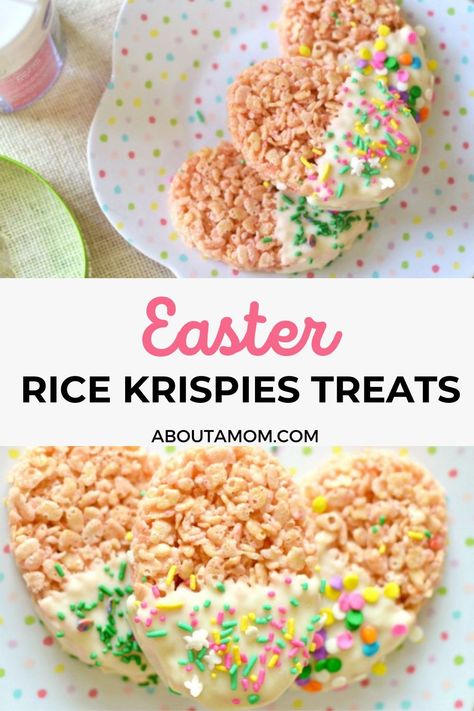 Sprinkle some Easter magic on your dinner table with these delightful Easter Rice Krispies Treats! They're a sweet addition to your Easter dinner and a must-try in your collection of Easter recipes. Rice Krispie Eggs, Rice Krispie Easter Eggs, Interesting Deserts, Rice Crispy Easter Eggs, Spring Rice Krispie Treats, Egg Rice Krispie Treats, Easter Treats For Adults, Easter Egg Rice Krispie Treats, Easter Rice Krispies