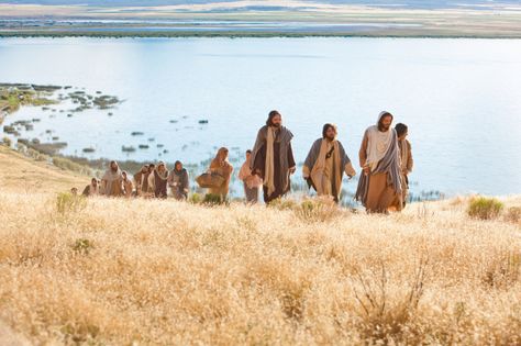 Men and women gather to come listen to Jesus as He gives His Sermon on the Mount. Sermon On The Mount, Life Of Jesus Christ, Bible Video, Jesus Teachings, Bible Images, Jesus Lives, General Conference, A Hill, Jesus Cristo