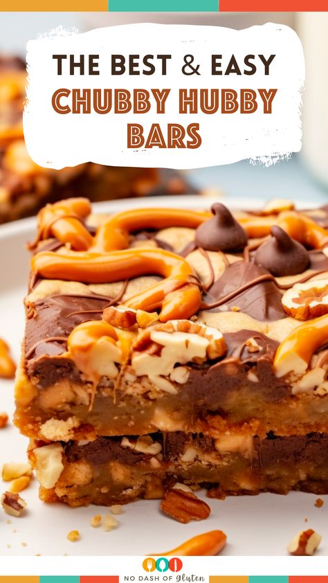 Dive into the world of sweet and salty delights with these Chubby Hubby Bars! Perfectly balanced with chocolate chips, chunky peanut butter, and crunchy pretzels, they're a crowd-pleaser for any occasion. Easy to make and irresistibly delicious, these bars are a must-try for dessert lovers. Don't miss out on this heavenly treat – Save this pin and get ready to bake your new favorite dessert! Pretzel Desserts, Easy Bar Recipes, Dessert Oreo, Chunky Peanut Butter, Pretzels Recipe, Dessert Bar Recipe, Desserts For A Crowd, Favorite Dessert, Melting Chocolate Chips