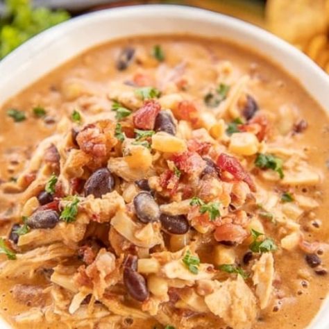 SLOW COOKER CREAM CHEESE CRACK CHICKEN CHILI Creamy Chicken Chili Recipe, Chili Magic, Baked Teriyaki Chicken Wings, Honey Pork Roast, Creamy Chicken Chili, Pressure Cooker Pork, Baked Teriyaki Chicken, Slow Cooker Creamy Chicken, Slow Cooker Chili Recipe