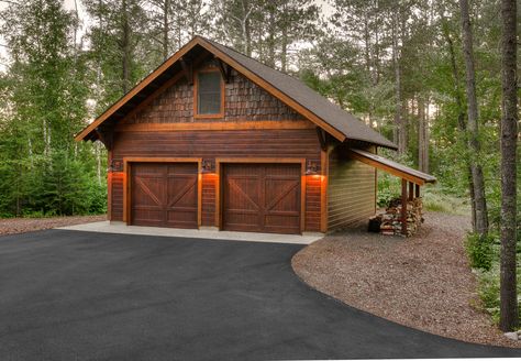 Wynne Lake 1 - Rustic - Garage - Minneapolis - by Lands End Development - Designers & Builders | Houzz Garage Plans With Loft, Garage Exterior, Garage Apartment Plans, Carport Garage, Garage Style, Rustic Exterior, Barn Garage, Cabin Exterior, Garage Apartments