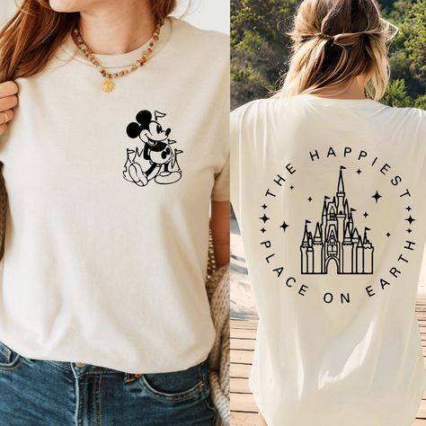 Two Sided Disney Magical Castle Shirt, the Happiest Place One Earth Shirt, Disneyworld Trip Tee, Mickey Pocket Design, Cute Family Vacation - Etsy Disney World Family Outfits, Family Disney Outfits, Disney Family Outfits, Homemade Shirts, Cute Disney Shirts, Family Disney Shirts Matching, Disney Magical, Disney Trip Outfits, Custom Disney Shirts