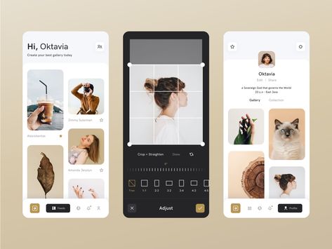 Photo Gallery App by ilham yoga for Omnicreativora on Dribbble Photo Album App, Photo Gallery Website, Mobile Website Design, Ux App Design, App Design Layout, Movie App, Photo Sharing App, Mobile App Design Inspiration, Photo Album Design