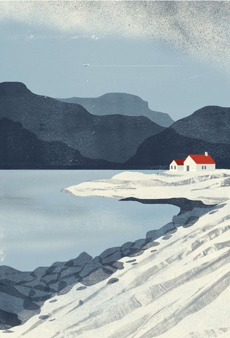 수채화 ��그림, Landscape Illustration, Winter Art, Lofoten, Vintage Travel Posters, Of Wallpaper, Pretty Pictures, Iceland, Graphic Illustration