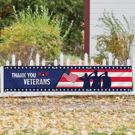 PRICES MAY VARY. 【Suitable Size】The size of the Veterans Day Decoration banner is 120x20 inches 【High quality】It is made of high-quality and durable polyester fabric, ensuring an ultra long service life in any weather. Anti UV fading, waterproof and lightweight. 【Excellent workmanship】It has 8 brass grommets for easy suspension. And ensure that the banner is durable. Adopting advanced printing technology, the images on the banner are very clear and do not fade, ensuring their durability. 【Suitab Veterans Day Decorations, Veterans Day Thank You, Veterans Flag, Welcome Home Signs, Thank You Veteran, Fall Art Projects, School Displays, Patriotic Flag, Flag Banner