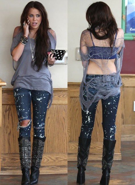 Miley Cyrus Outfit, 2010 Outfits, Early 2010s, Miley Cyrus Style, 2010s Fashion, Outfits 2000s, 2010 Fashion, Torn Jeans, Vanessa Hudgens