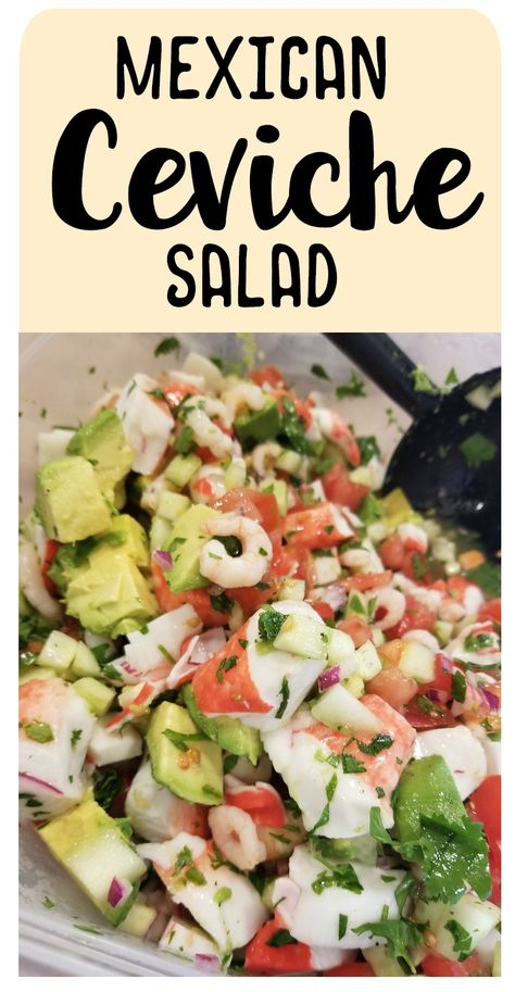 Mexican Ceviche Salad - Dude, That's Dope Civeche Recipe, Ceviche Recipe Fish, Ceviche Salad, Ceviche Recipe Mexican, Mexican Ceviche, Shrimp Ceviche Recipe, Mexican Salad Recipes, Authentic Mexican Recipes, Mexican Salads