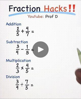 1.1M views · 28K reactions | Adding, Subtracting, Multiplying, and Dividing Fractions - Easy Math! | Adding, Subtracting, Multiplying, and Dividing Fractions - Easy Math! | By Prof D | Facebook Fraction Tricks, Dividing Mixed Fractions, Adding Mixed Fractions, Multiplying And Dividing Fractions, Addition Of Fractions, Mixed Fractions, Fractions Multiplication, Math Made Easy, Easy Math