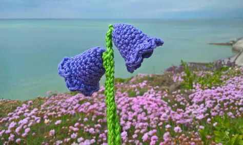 Crocheted Bluebells... Crochet Bluebells Pattern Free, Bluebell Crochet Pattern, Crochet Bluebell Free Pattern, Crochet Bluebells, Coastal Crochet, Crochet Plants, Cat Crochet Pattern, Crochet Spring, Diy Amigurumi