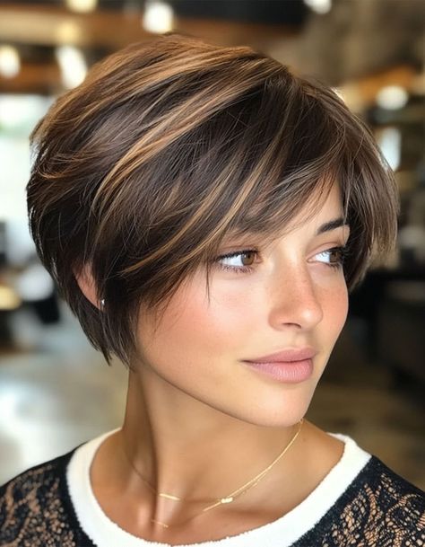 30 Trendsetting Bixie Haircuts to Try Right Now Short Hair Inverted Bob, Haircuts Bob Short, Short Hair A Line, Styles For Pixie Haircut, Long Wedge Hairstyles, Stacked Hair Cut, Back Views Of Short Haircuts, Curling A Short Bob, Highlighting Short Hair