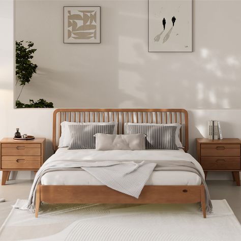 Woodland King Bed – Boori Australia Wooden Bedframe Bedroom Ideas, Simple Wood Bed Frame, Wooden Queen Bed Frame, Solid Wood Bed Design, Timber Bed Frame, Spindle Headboard, Timber Bed Frames, Timber Bed, Timber Beds