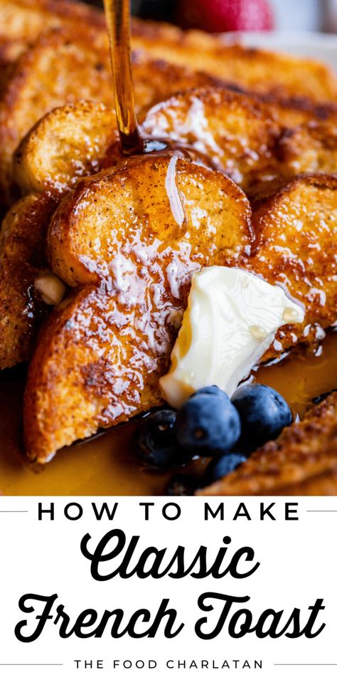 Easy French Toast Recipe (Caramelized) from The Food Charlatan. Awesome French Toast Recipe, The Best French Toast, Easy French Toast Recipe, Classic French Toast, Brioche French Toast, The Food Charlatan, Best French Toast, Food Charlatan, Lazy Weekend