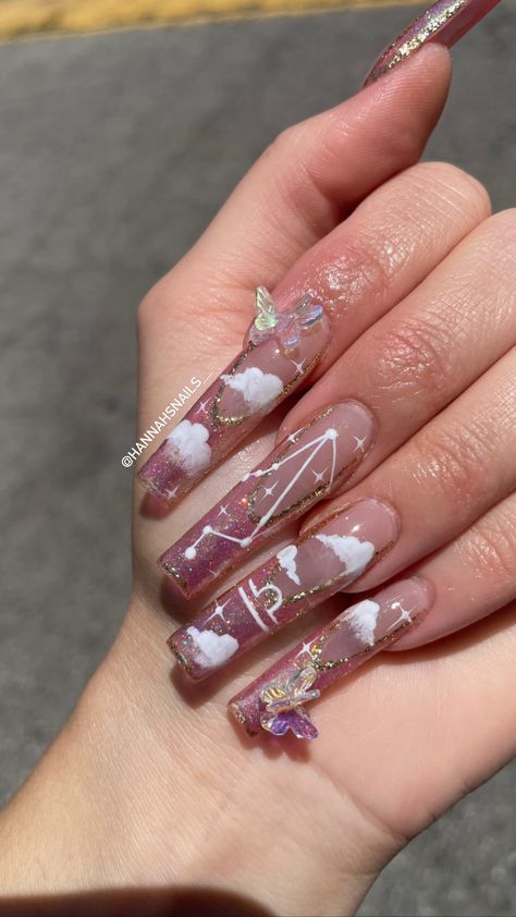 Libra 21st Birthday Nails, 2002 Birthday Nails, 21st Birthday Nails Sagittarius, Birthday Nails For Libras, Libra Bday Nails Ideas, Libra Nail Ideas, Nails Libra Design, Sagittarius Birthday Nails Acrylic, Short Libra Nails