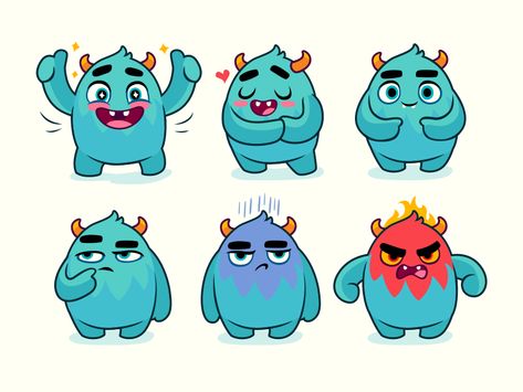 Monster emoji Emoji Character Design, Cute Mascot Design, Cute Monster Illustration, Monsters Inc Characters, Emoji Characters, Emoji Design, Simple Character, Monster Characters, Monster Illustration