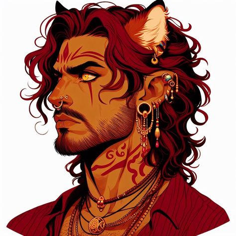 Half Human Half Cat Character Design, Dnd Lycanthrope, Tiger Hybrid Human, Werewolf Character Design Male, Werewolf Character Design, Fantasy Tiger, Skins Characters, Cat Character, Dungeons And Dragons Characters