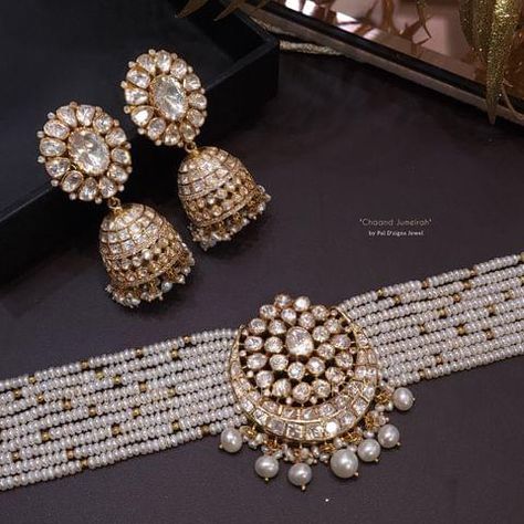 Chaand Jumeirah Moissanite Polki Choker Set Moissanite Polki Jewellery, Polki Jewellery Sabyasachi, Pusalu Jewellery, Polki Necklace Choker, Polki Pendant Set, Jadau Choker Set, Gold Necklace Bridal, Jewellery Stones, Polki Choker Set