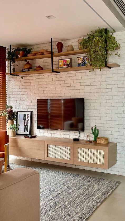 Tv Unit Furniture Design, Boho Chic Living Room, Home Hall Design, Small Bedroom Ideas, Tv Room Design, Boho Living Room Decor, Condo Living, Interior Kitchen, Living Room Tv Stand