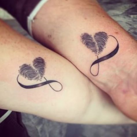 50 Adorable Couple Tattoo Designs and Ideas | http://buzz16.com/adorable-couple-tattoo-designs-and-ideas/ Thumbprint Tattoo, Fingerprint Tattoos, Mother Son Tattoos, Best Couple Tattoos, Infinity Tattoo Designs, Tattoo Trend, Couples Tattoo Designs, Tattoo For Son, Cat Tattoos