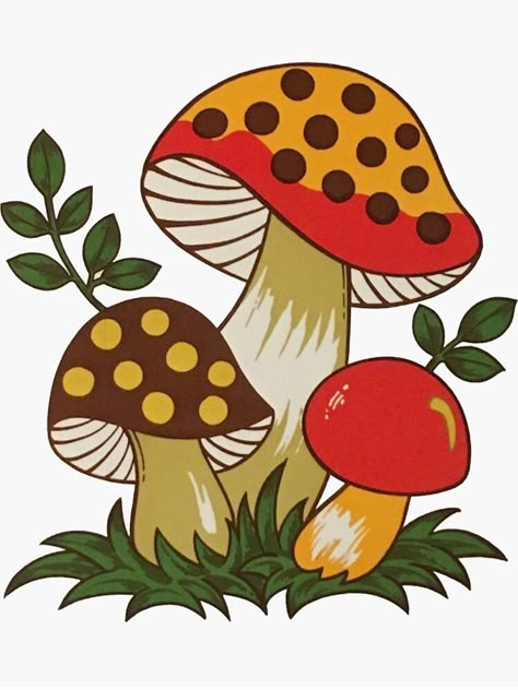 Merry Mushroom, Colchas Quilting, Mushroom Paint, Mushroom Drawing, Deco Nature, Cute Canvas Paintings, Vintage Mushroom, Mushroom Decor, Cute Canvas