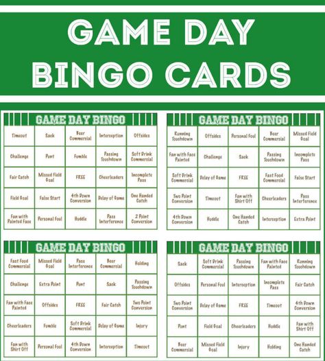 Free printable football bingo cards, perfect for playing a little Super Bowl bingo for your Super Bowl party games! Super Bowl Bingo Cards, Super Bowl Crafts, Super Bowl Party Games, Football Bingo, Super Bowl Bingo, Superbowl Party Games, Superbowl Game, Super Bowl Football, Football Birthday Party