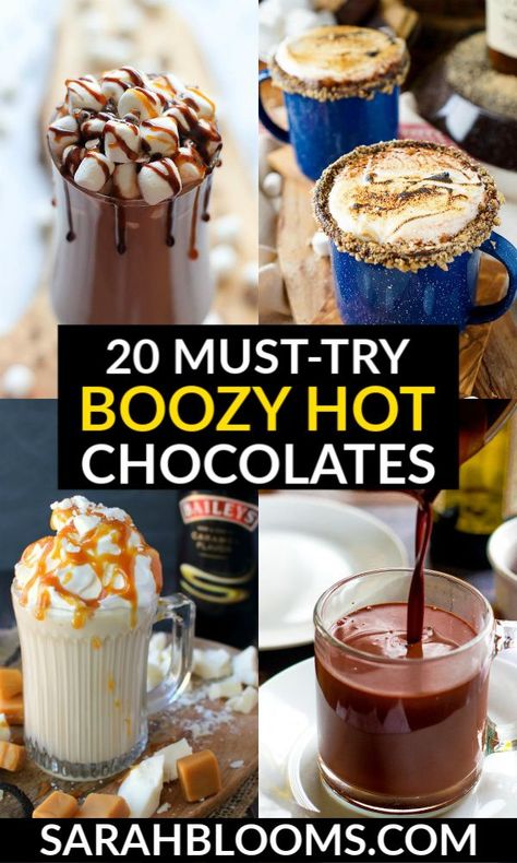 Warm up with these 20 Fabulous Boozy Hot Chocolates perfect for quiet evenings by the fire or holiday parties all season long! #hotchocolate #boozyhotchocolate #spikedhotchocolate #hotchocolaterecipes Cozy Hot Drinks, Frozen Hot Chocolate Recipe, Boozy Hot Chocolate, Spiked Hot Chocolate, Pastas Recipes, Frozen Hot Chocolate, Healthy Vegetable Recipes, Hot Chocolate Recipe, Winter Hacks