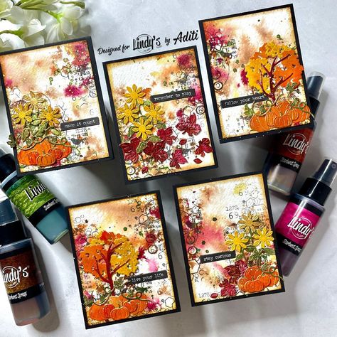 🍁 Mixed Media Fall ATCs with @lindysgang Sprays and @teamspellbinders Clubs of the Month!🍂 🎃Continuing with my fall inspiration with these ATCs that make for great Notecards. 🎥 Check the Video Tutorial over on Lindy’s Gang YouTube channel and if you feel inspired to create along do tag me ✨ Products used: 🍁 @lindysgang Autumn Leaves Sprays, Sparkling Sunset Spray, Words of Wisdom Magicals 🍁 @teamspellbinders Small Die of the Month and Large Die of the Month Clubs 🍁 @aallandcreate Stamps f... Autumn Atc Cards, Lindys Stamp Gang, Atc Cards, Fall Inspiration, Artist Trading Cards, Feel Inspired, Autumn Inspiration, Journal Pages, Fall Crafts