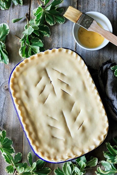 Old Fashioned Corned Beef Pie: a British comfort food dinner that your whole family will love.  Potatoes, carrots, celery, and garlic flavor this old-fashioned meat pie made with homemade shortcrust pastry. | www.savortheflavour.com #cornedbeef #meatpie #comfortfood #Britishfood #bullybeef Corned Beef Pie, Meat Cooking Times, Beef Pie, Canned Corned Beef, Steak And Ale, Beef Pies, Scratch Recipes, Homemade Baking, Corned Beef Recipes