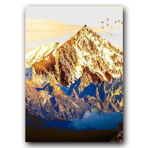 Golden Mountain, Ebru Art, Light Blue Sky, Black Canvas Paintings, Simple Acrylic, Mountain Scenery, Small Canvas Paintings, Mountain Canvas, Mountain Wall