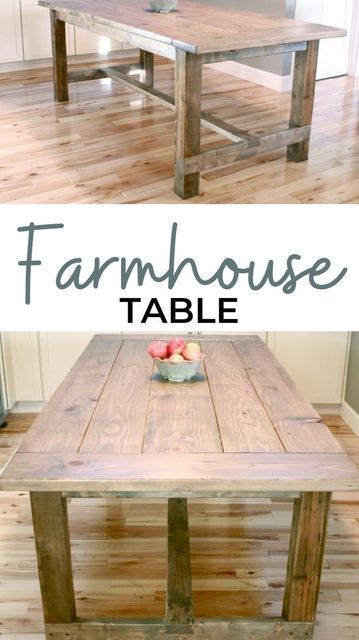 Build A Farmhouse, Dining Table Plans, Farmhouse Table With Bench, Build A Farmhouse Table, Farmhouse Table Plans, Diy Dining Room Table, Pocket Holes, Diy Kitchen Table, Farmhouse Dining Room Table