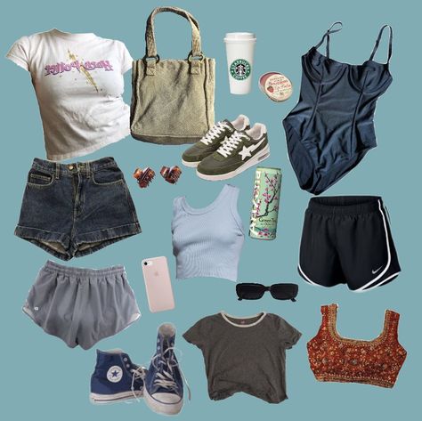 Summer Lake Aesthetic Outfit, Camping Trip Outfits Summer, Summer Camp Vibes Outfits, Summer Camp Staff Outfits, Day Camp Outfits, Camping Outfits Aesthetic Summer, Camp Counsler Outfit, Retro Summer Camp Outfits, Summer Counselor Outfits