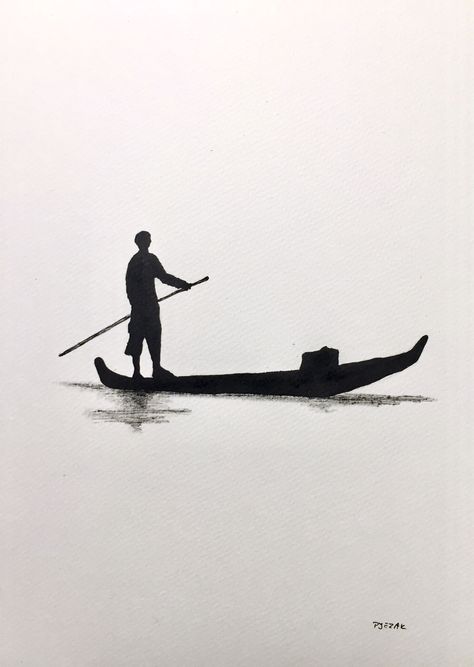 See The World Tattoo, Canoe Drawing, Men Painting, Pencil Sketch Drawing, Getting A Tattoo, Geniale Tattoos, Cool Small Tattoos, Chinese Landscape, Wow Art