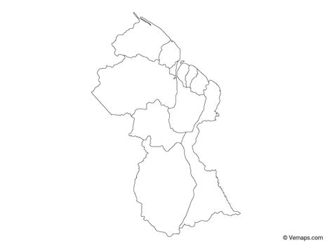 Outline Map of Guyana with Regions Guyana Map, Map Outline, Map Vector, Teaching Ideas, Selfies, Vector Free, Map, Quick Saves, Art