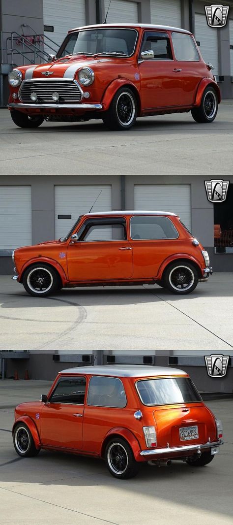 1972 Austin Mini Cooper Mini Cooper Vintage, Vintage Mini Cooper, Old Mini Cooper, Classic Mini Cooper, Austin Mini Cooper, Mini Cooper Custom, Mini Cooper Classic, Metallic Orange, Mini Copper