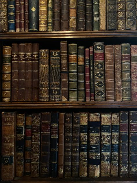 Old Books Library, Old Bookcase Aesthetic, 1920s Bookshelf, Antique Books Aesthetic, Old English Aesthetic, 1900 Aesthetic, Bedroom With Bookshelf, Victorian Bookshelf, Bookcase Wallpaper