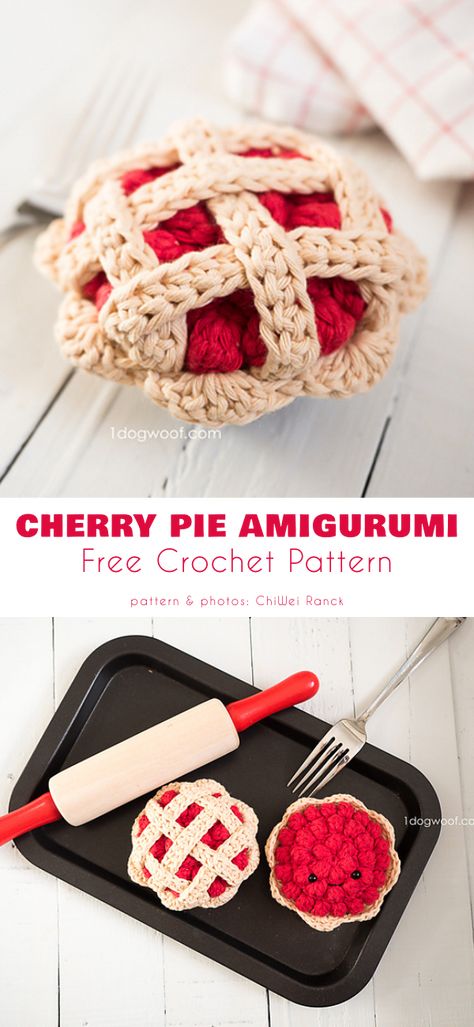 Crochet Apple Pie Free Pattern, Crochet Pie Free Pattern, Crochet Apple Pie, Cake Amigurumi Free Pattern, Crochet Kitchen Toys, Free Amigurumi Food Patterns, Crochet Organs Free Pattern, Crochet Food Free Patterns Play Kitchens, Crochet Poptart Free Pattern