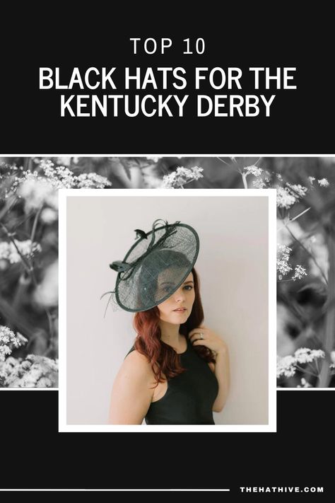 Turn heads 🤩 at the Kentucky Derby with our "🎩Top 10 Black Hats" list! 🐎 Be the talk of the track with stylish head-turners.👌 Jump over to Thehathive.com for the full scoop! 💃🎉 Ladies Day At The Races Outfit, Kentucky Derby Shower Bridal, Elegant Black Hats, Kentucky Derby Women, Ladies Day Outfits, Derby Day Fashion, Hat Fascinators, Navy Blue Fascinator, Kentucky Derby Fashion