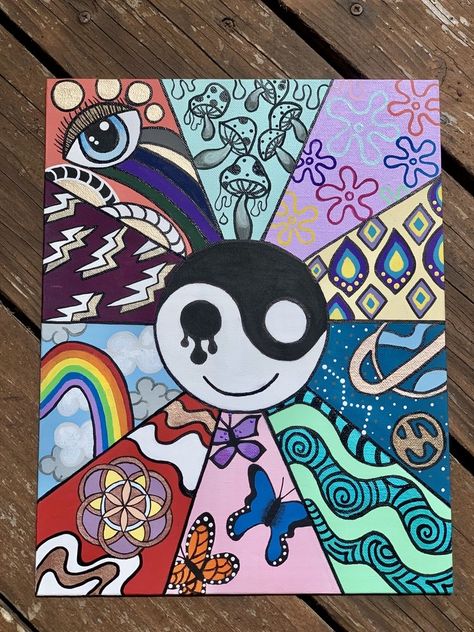 Vsco Style, Trippy Drawings, Trippy Painting, Hippie Painting, Simple Canvas Paintings, Cute Canvas Paintings, Easy Canvas Art, Canvas Drawings, Indie Art