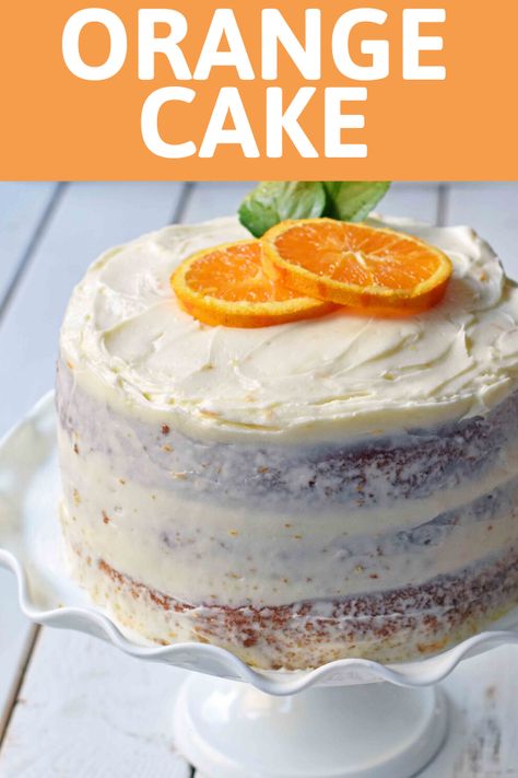 Homemade Orange Cake Recipe, Orange Cake Recipe Moist, Citrus Cake Recipe, Fresh Orange Cake, Orange Cream Cake, Moist Orange Cake, Orange Layer Cake, Modern Honey, Cake Orange