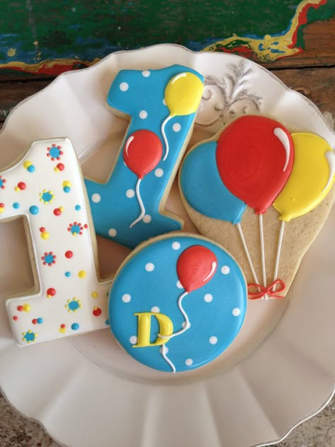 Letter Cookies, First Birthday Cookies, Balloon Cookies, Cookies Decoradas, 2 Cake, Cookie Bouquet, Pretty Cookies, Baby Cookies, Cookies For Kids