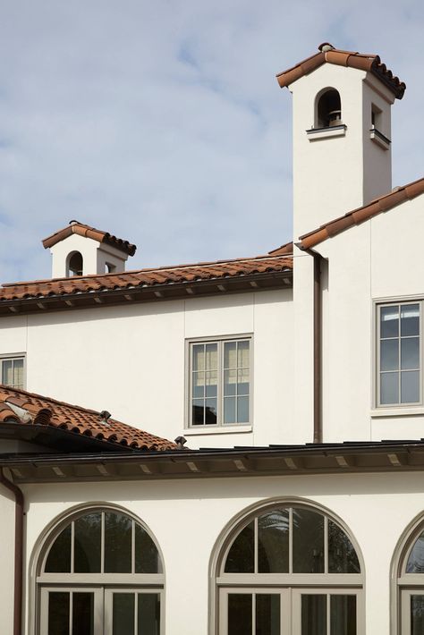 Terra Cotta Tile Roof - Mediterranean - Exterior - Houston - by Windstone Partners | Houzz Terracota Roof House Exterior Colors, Meditteranean House Exterior, Terra Cotta Roof, House With Terracotta Roof, Terracotta Roof House Exterior Colors Spanish, Houses With Terracotta Roofs, Red Spanish Tile Roof House Colors, Clay Tile Roof Houses, Terracotta Roof House