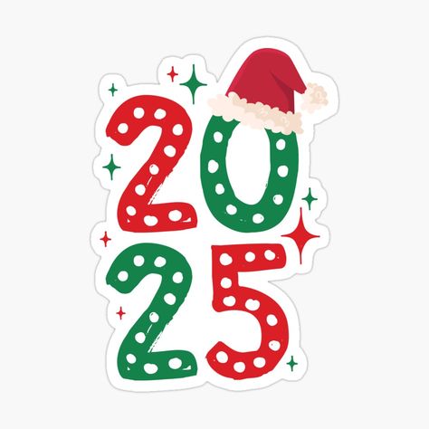 Get my art printed on awesome products. Support me at Redbubble #RBandME: https://www.redbubble.com/i/sticker/Happy-New-Year-2025-Santa-Hat-by-createlovefab/165370126.EJUG5?asc=u Happy New Year 2025, Santa Claus Is Coming To Town, Christmas Lettering, Christmas Mood, Christmas Is Coming, Christmas Stickers, Cool Stickers, Christmas Countdown, Aesthetic Stickers