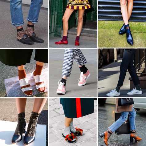 How to Wear Fashion Socks - Cupcakes & Cashmere Shoes Socks Outfit, Sheer Socks Outfit, Ankle Socks Outfit, Socks With Sneakers, Frill Socks, Bold Socks, Sparkly Socks, Lace Ankle Socks, Socks Outfit