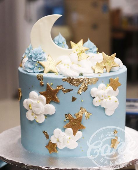 Moon And Star Cake Ideas, Moon And Stars Sheet Cake, Twinkle Little Star Baby Shower Cake, Moon And Stars Baby Shower Cake, Moon And Stars Baby Shower Theme Boys, Space Baby Shower Cake, Over The Moon Baby Shower Cake, Moon Theme Cake, Star And Moon Cake